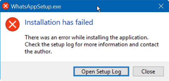 WhatsApp installer error