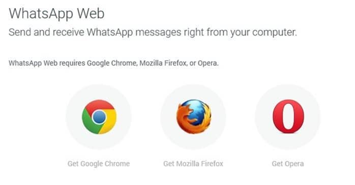 Whatsapp web on Firefox and opera