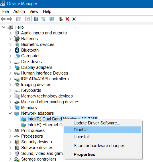 Wi fi not connecting after sleep mode in Windows 10 step01