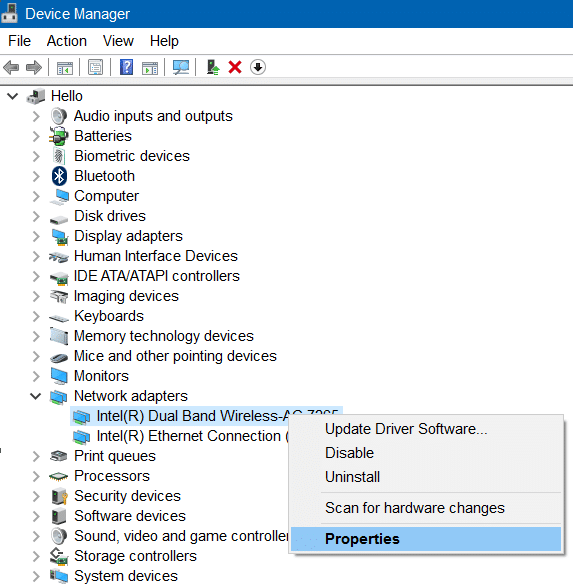 Wi fi not connecting after sleep mode in Windows 10 step2.1