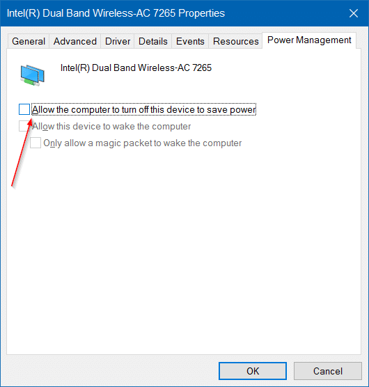 Wi fi not connecting after sleep mode in Windows 10 step3
