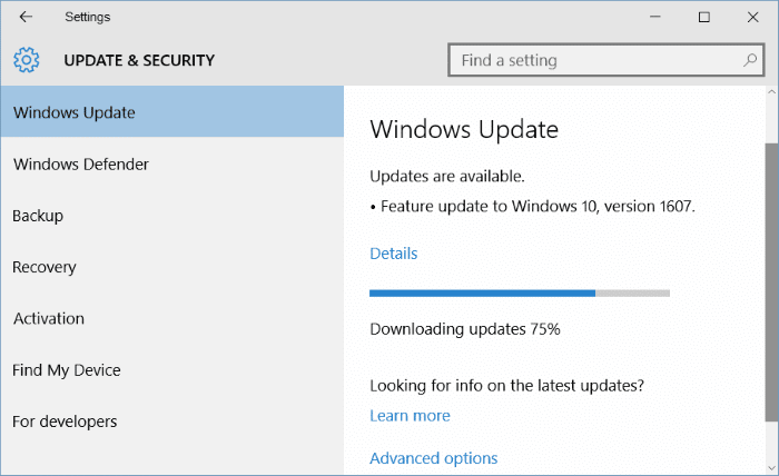 Windows 10 Anniversary Update 1607 download