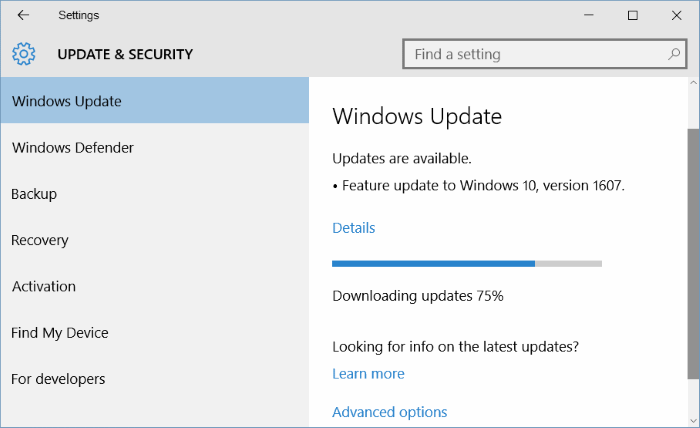 Windows 10 Anniversary Update 1607 download