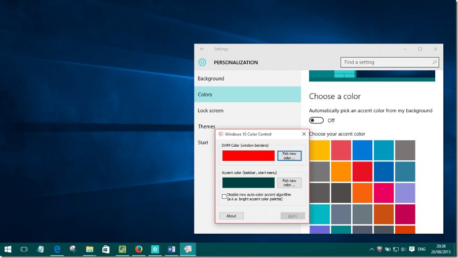 Windows 10 Color Control