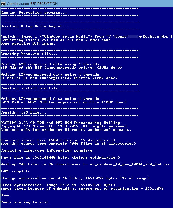 Windows 10 iso from ESD file step2
