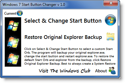 Windows 7 Start Button Changer