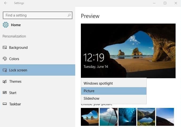 Windows spotlight missing from Windows 10