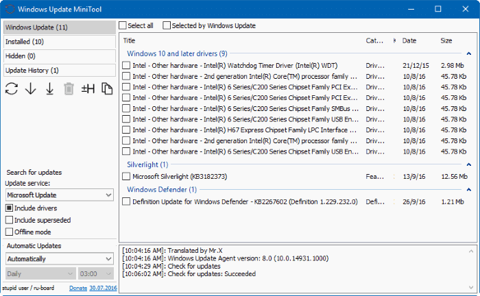 Windows update minitool for Windows 10