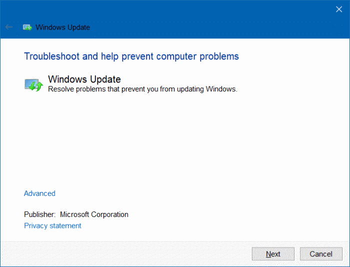 Windows update troubleshooter for Windows 10 pic5