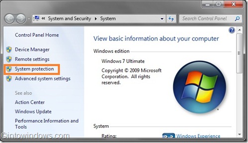 Windows 7 system properties