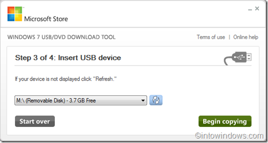 Windows 7 usb tool step 3