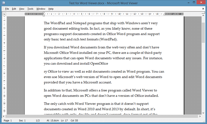 Word Viewer to open Word files
