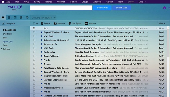 Yahoo Mail customization