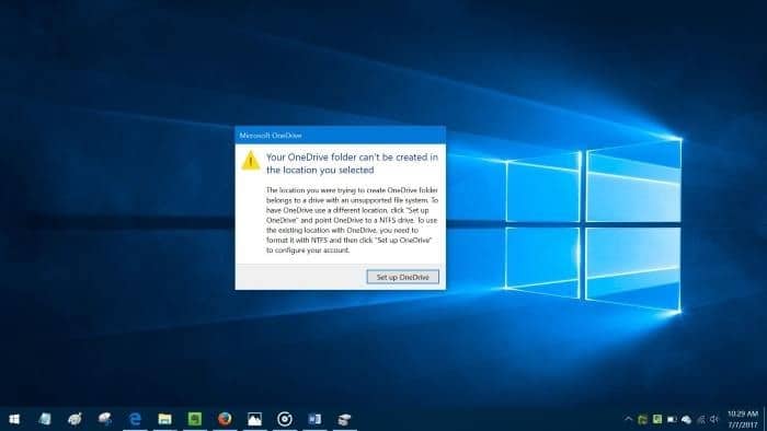 Your OneDrive folder can't be created in the location you selected pic1