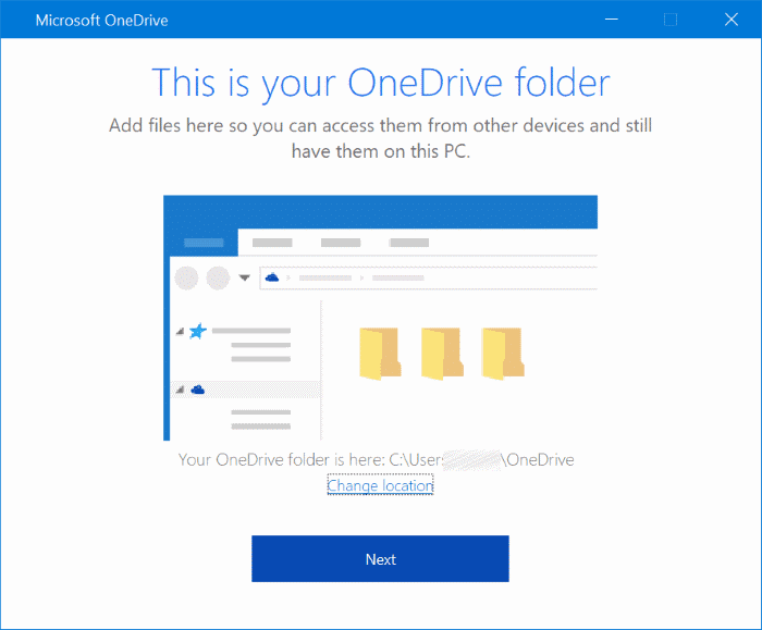 Your OneDrive folder can't be created in the location you selected pic5