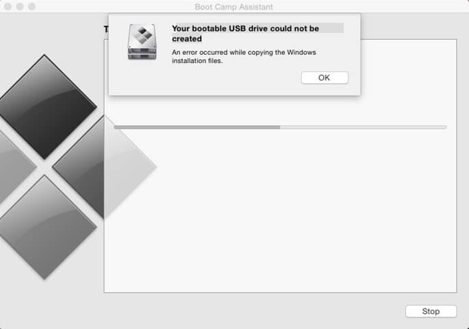 Your bootable USB drive could not be created
