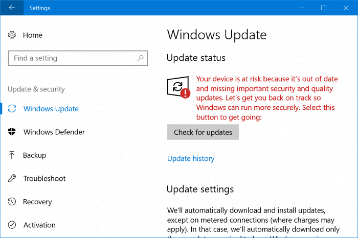 Your device is at risk because it's out of date