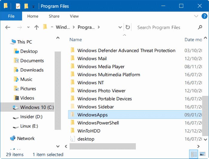 access windowsapps folder in Windows 10 pic3