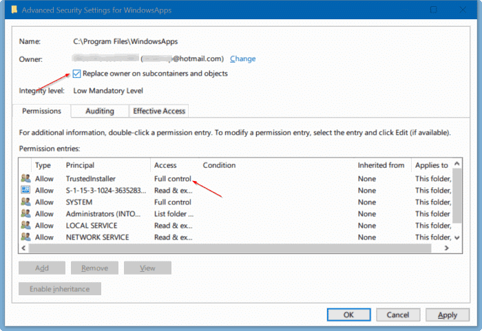 access windowsapps folder in Windows 10 pic7.3