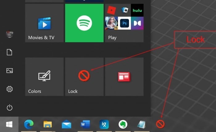 add Lock option to Start and taskbar in Windows 10 pic01
