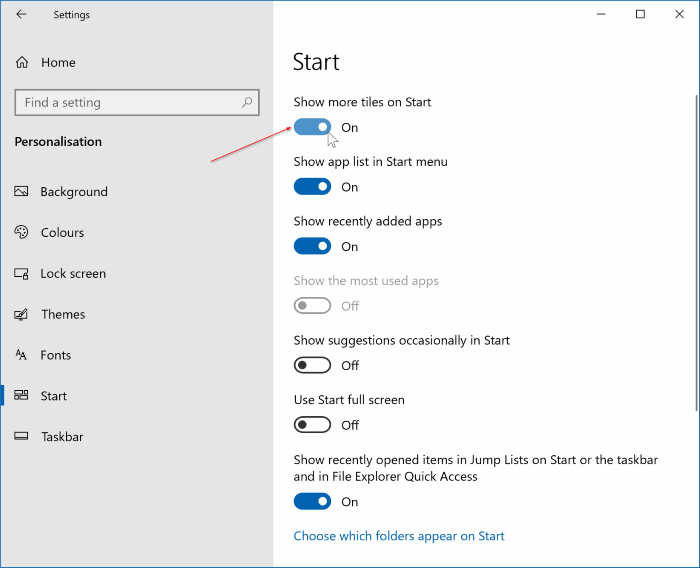 add another column to Windows 10 Start menu pic2