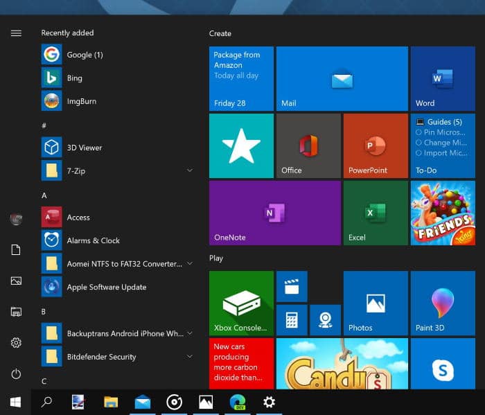 add another column to Windows 10 Start menu pic3