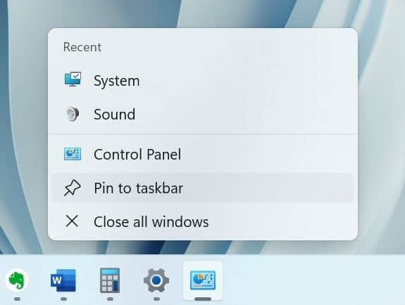 add control panel to Start menu and taskbar in Windows 11 pic5