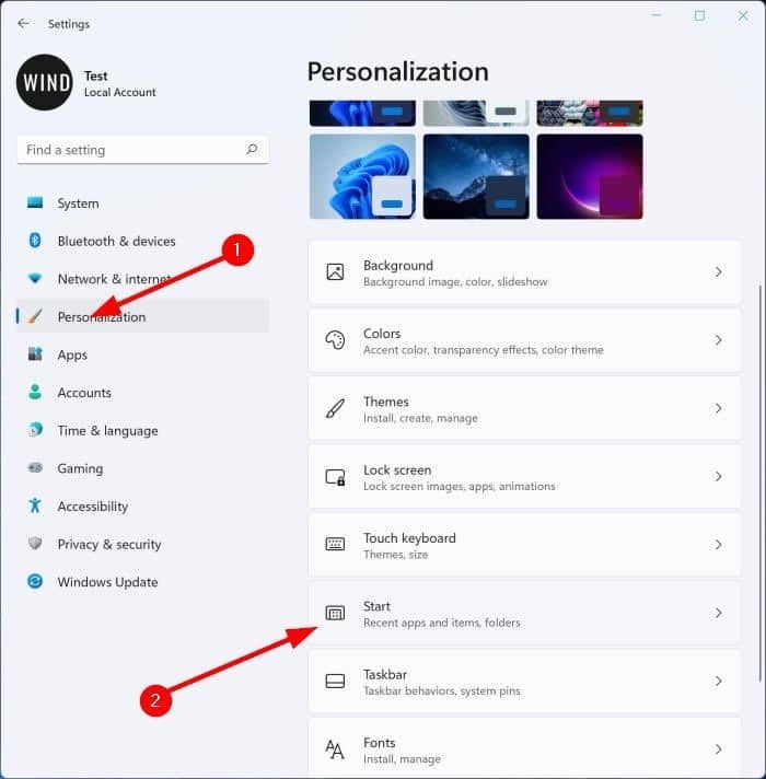 add file explorer, documents and downloads to Start menu Windows 11 pic1