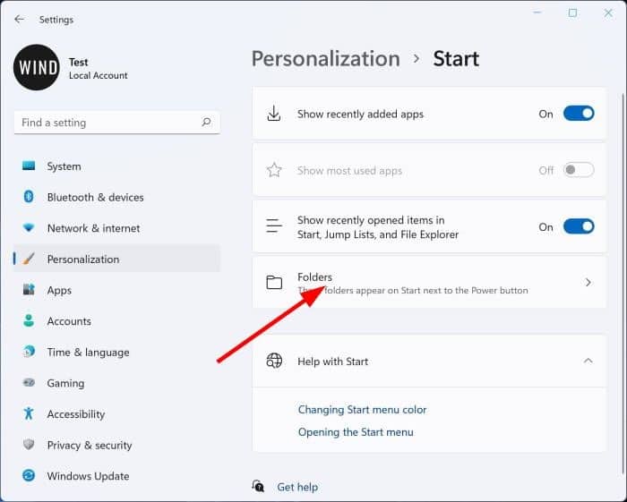 add file explorer, documents and downloads to Start menu Windows 11 pic2