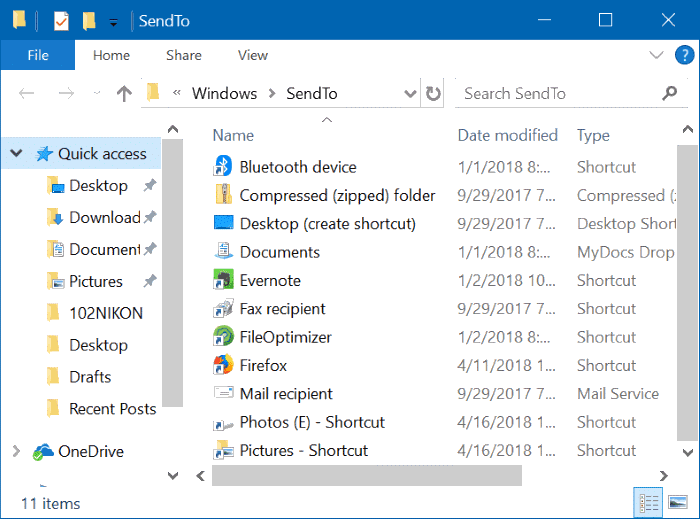 add folders to send to menu in Windows 10 pic4
