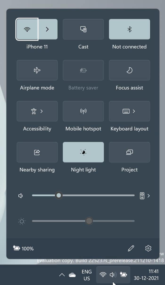 add new settings to Quick Settings in Windows 11 pic01