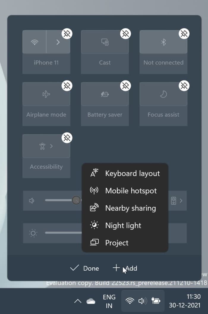 add new settings to Quick Settings in Windows 11 pic4
