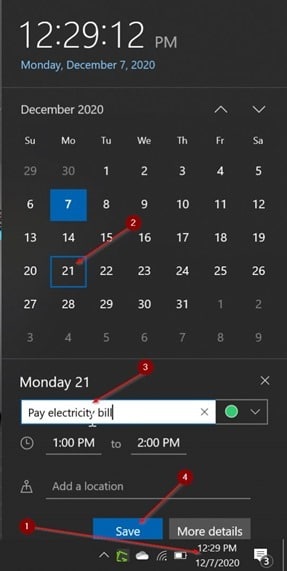 add or delete reminders in Windows 10 Calendar pic12