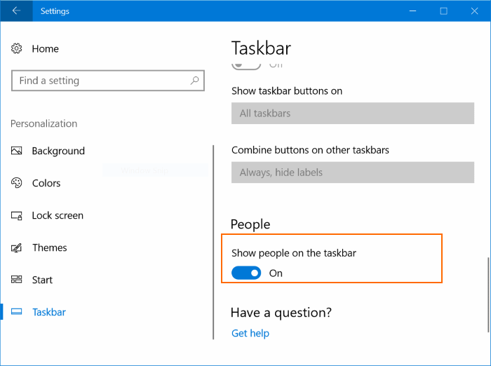 add or remove people bar from Windows 10 taskbar pic2