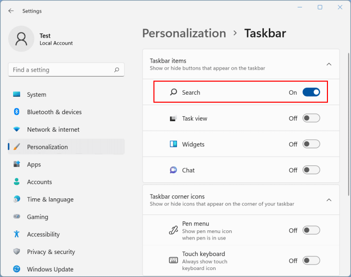 add search icon back to Windows 11 taskbar pic2