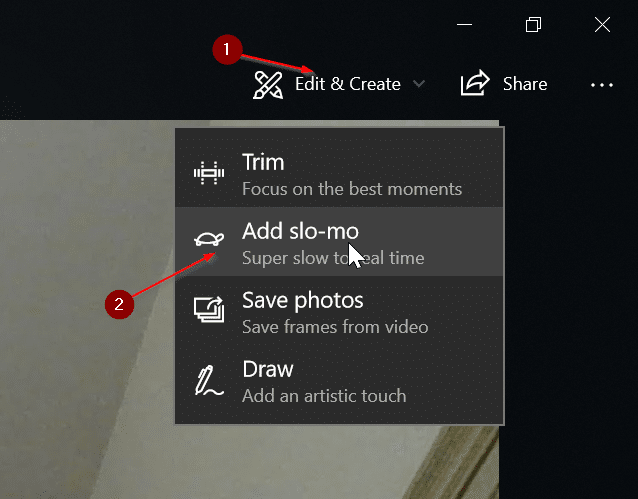 add slow-motion effect to videos in Windows 10 using Photos app pic3