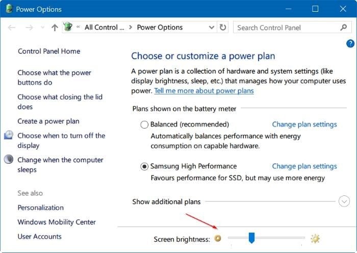 adjust screen brightness in Windows 10 pic4