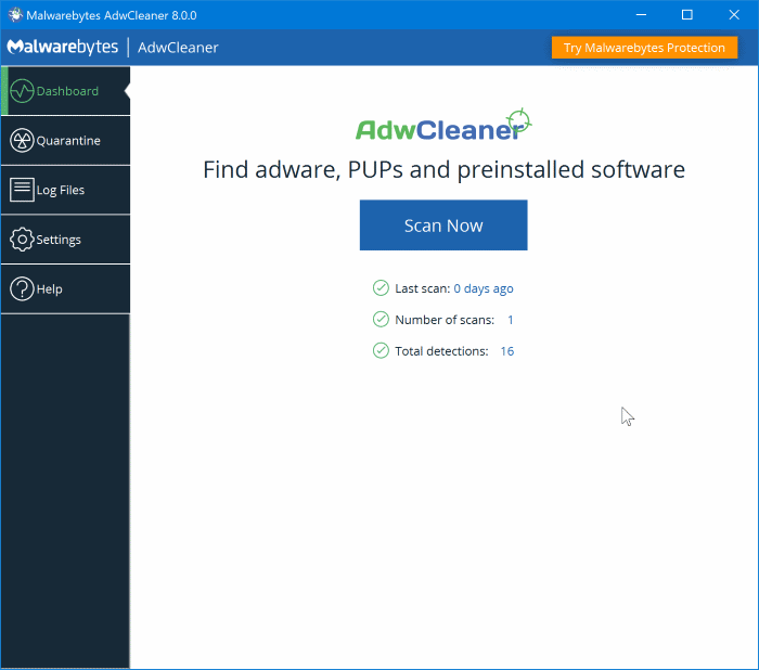 adwcleaner for Windows 10 pic1
