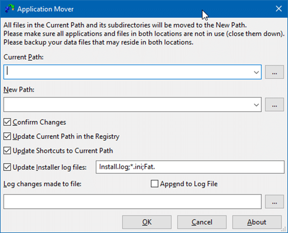 application mover to relocate programs and games