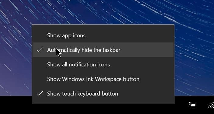 auto hide taskbar in tablet mode in Windows 10 step1
