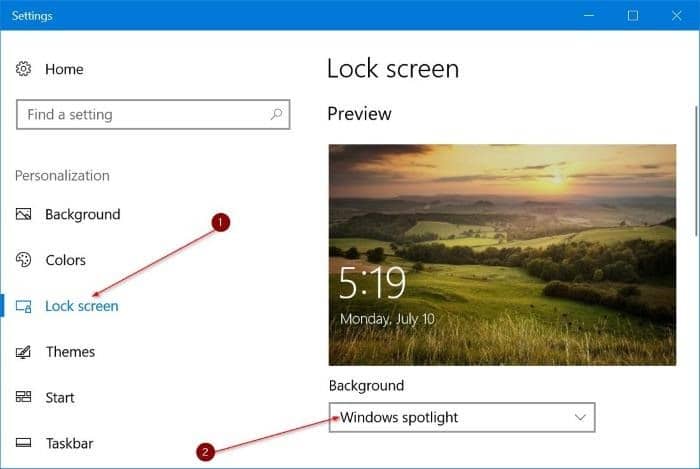 automatically change lock screen background picture in Windows 10 pic1