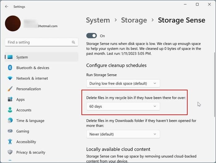 automatically delete old files from Recycle Bin in Windows 11 pic3