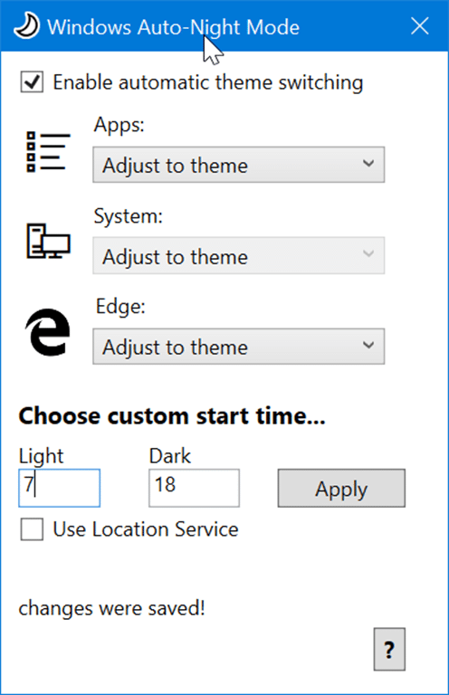 automatically switch between dark and light modes in Windows 10 pic1