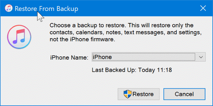 back up iphone to Windows 10 PC with iTunes pic7