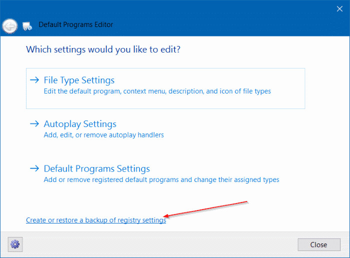 backup and restore file association in Windows 10 pic1 (1)
