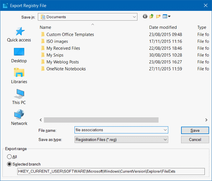 backup and restore file associations in Windows 10 step4