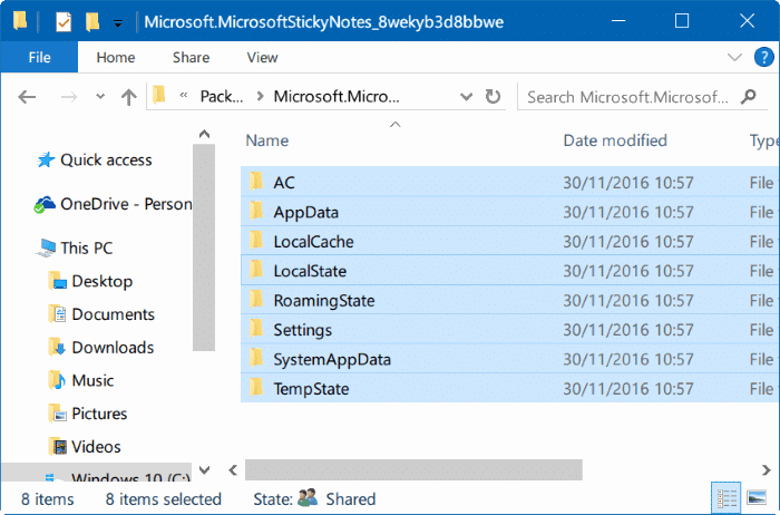 backup and restore sticky notes in Windows 10 pic01