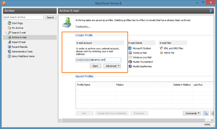 backup yahoo mail