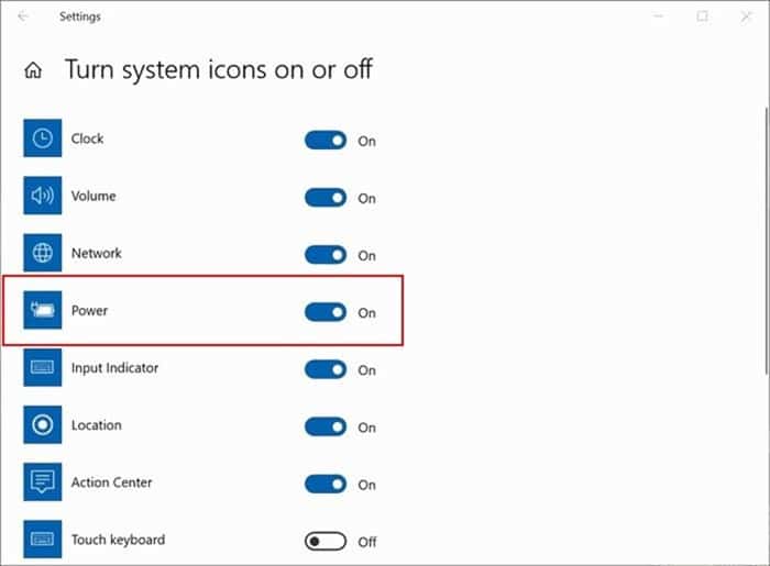 battery icon missing from Windows 10 taskbar pic4