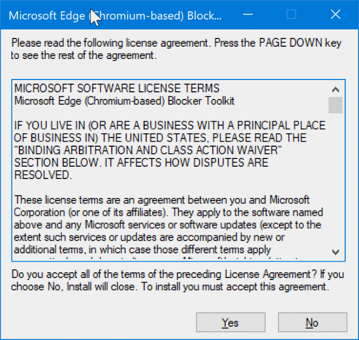 block Chromium based Edge from automatically installing in Windows 10 pic1